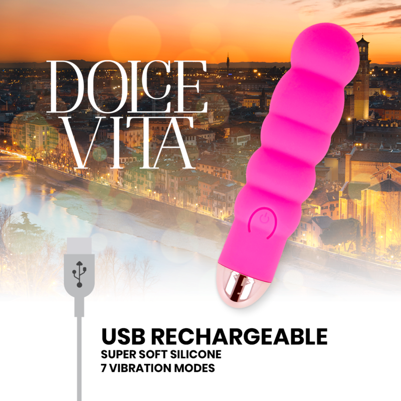 DOLCE VITA - VIBRATORE RICARICABILE SEI ROSA 7 VELOCITÀ - immagine 4