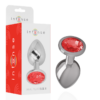 INTENSE - PLUG ANALE IN METALLO ALLUMINIO CON CRISTALLO ROSSO MISURA S - immagine 2