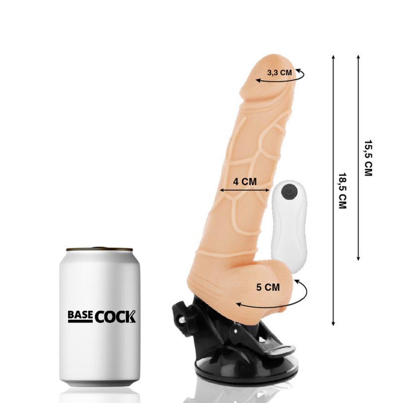 BASECOCK - VIBRADOR REALISTICO CONTROL REMOTO NATURAL 18.5 CM -O- 4CM - immagine 2