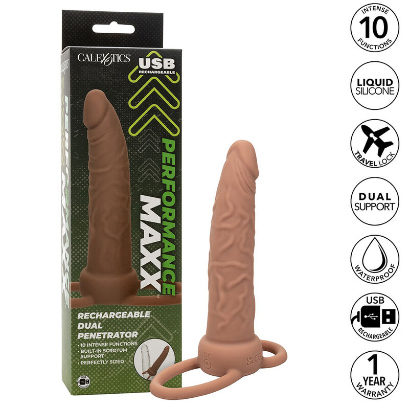 CALEXOTICS - PERFORMANCE MAXX RICARICABILE DOPPIO PENETRATORE MARRONE PELLE - immagine 2