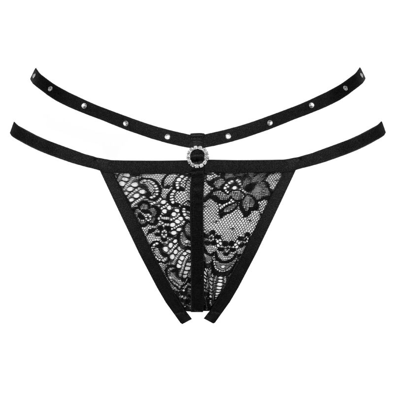 LIVCO CORSETTI FASHION - NOMADE TANGA CROTCHLESS NEGRO - immagine 3