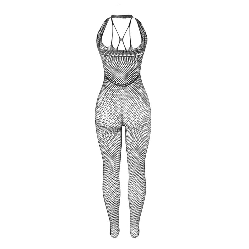 SUBBLIME - 951788 BODYSTOCKING LUNGO A RETE CON SPALLINE SU PETTO E SCHIENA NERO TAGLIA UNICA - immagine 4