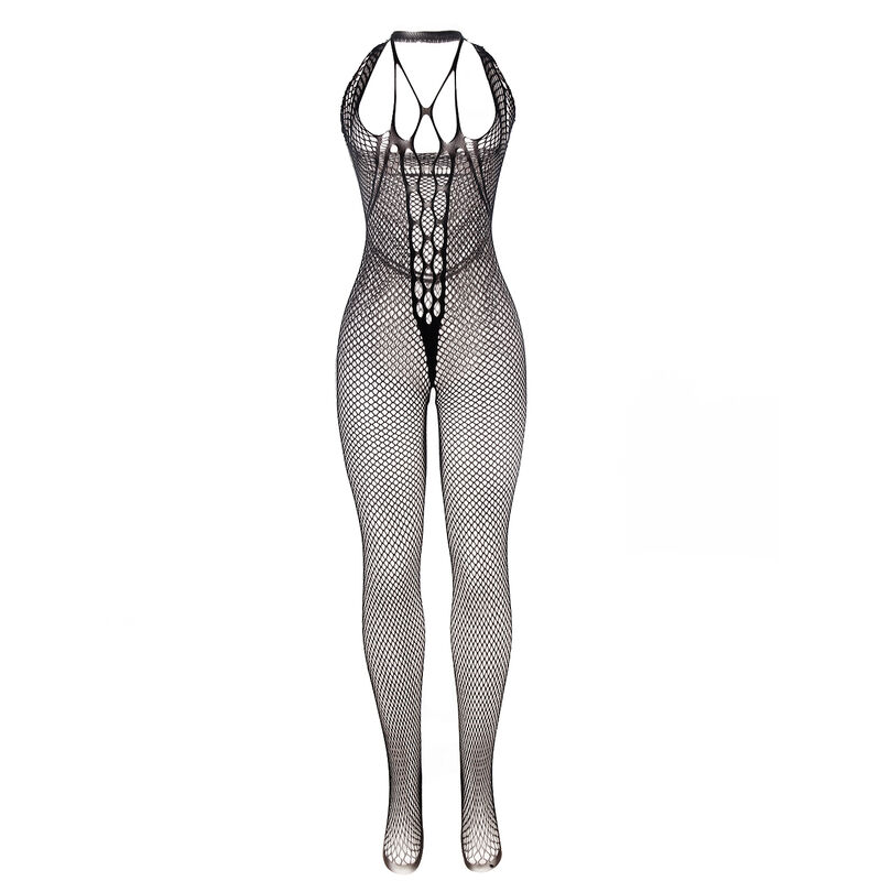 SUBBLIME - 951788 BODYSTOCKING LUNGO A RETE CON SPALLINE SU PETTO E SCHIENA NERO TAGLIA UNICA - immagine 3
