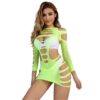 SUBBLIME - 952280 VESTITO ELASTICO A RETE MANICA LUNGA VERDE TAGLIA UNICA - immagine 5