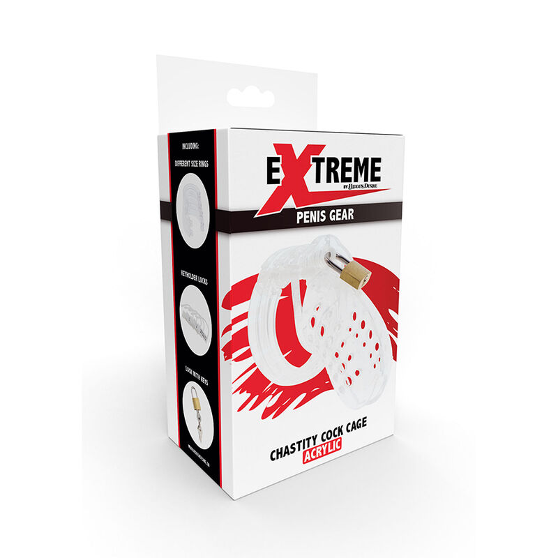 HIDDEN DESIRE - EXTREME GABBIA PER CAZZO CASTITÀ ACRILICO REGOLABILE TRASPARENTE - immagine 5