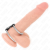 KINK - DOPPIO ANELLO PER PENE IN METALLO DA 3,7 CM A 5 CM COLLEGATO CON CINTURINO IN PELLE MODELLO 2 - immagine 2
