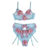 SUBBLIME - 954109 REGGISENO + SLIP CON CINTURA REGGISENO FLOREALE BLU S/M - immagine 5