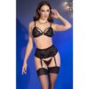 CHILIROSE - CR 4728 SET REGGISENO + PERIZOMA + CALZE NERO S - immagine 4