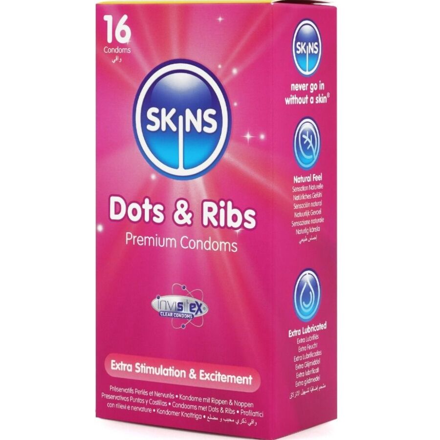 SKINS - DOTS RIBS PREMIUM CONDOMS CONFEZIONE DA 16 - immagine 2