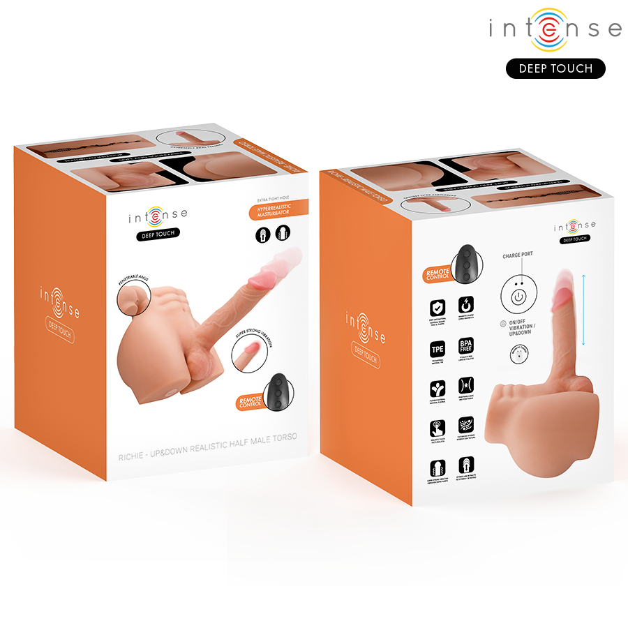 INTENSE DEEP TOUCH - TORSO RICHIE CON ANO E DILDO REALISTICO CON TELECOMANDO A SPINTA E VIBRAZIONE 4,7 KG - immagine 3