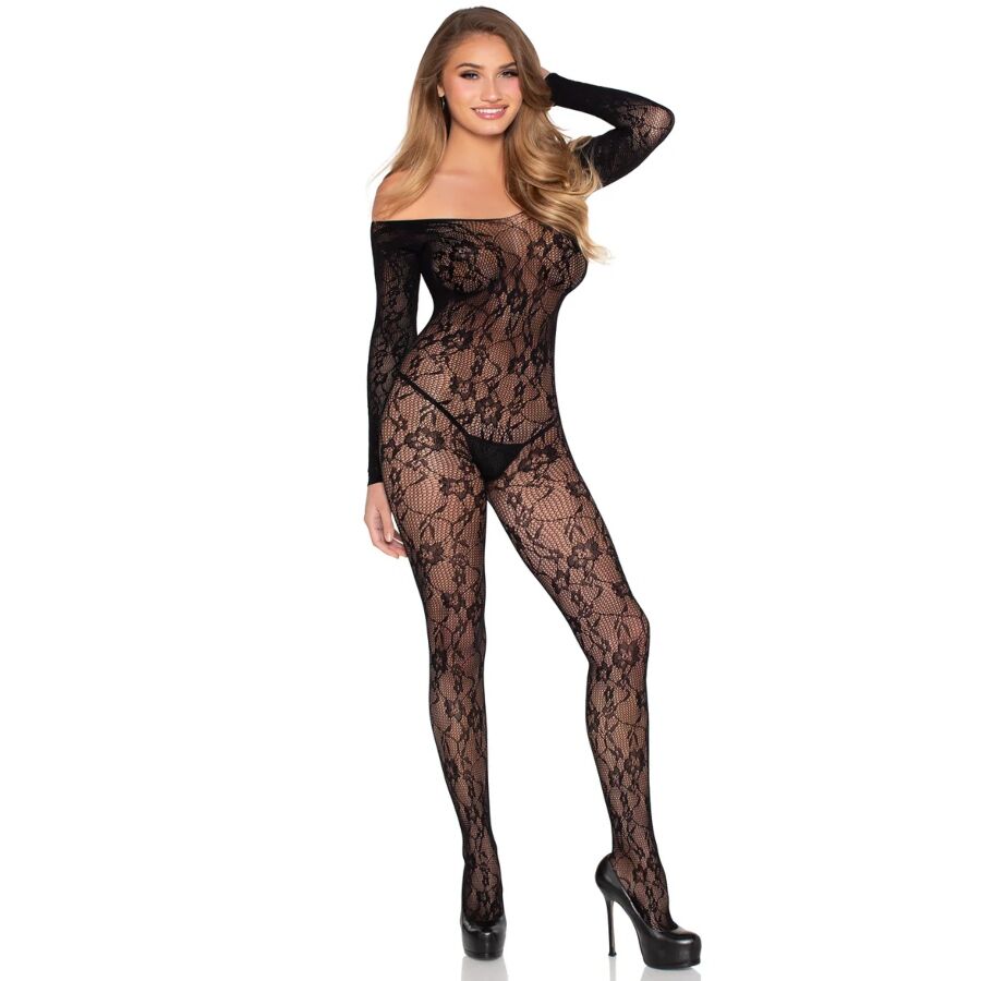 LEG AVENUE - 89366 BODYSTOCKING IN PIZZO NERO - TAGLIA UNICA - immagine 2