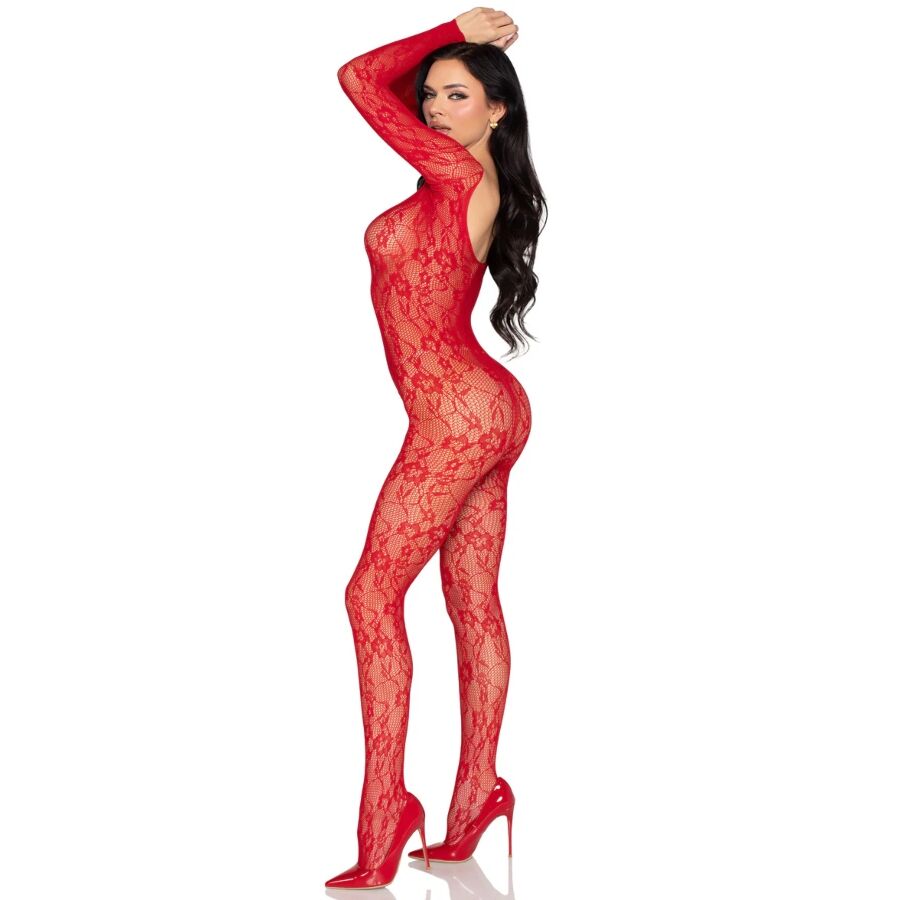 LEG AVENUE - 89366 BODYSTOCKING IN PIZZO ROSSO - TAGLIA UNICA - immagine 4