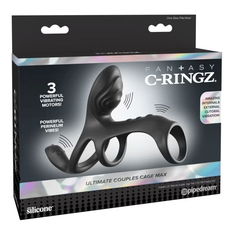 FANTASY C-RINGZ - GABBIA PER COPPIE DEFINITIVA, ANELLO VIBRANTE PER PENE MAX 19,5 CM - immagine 5
