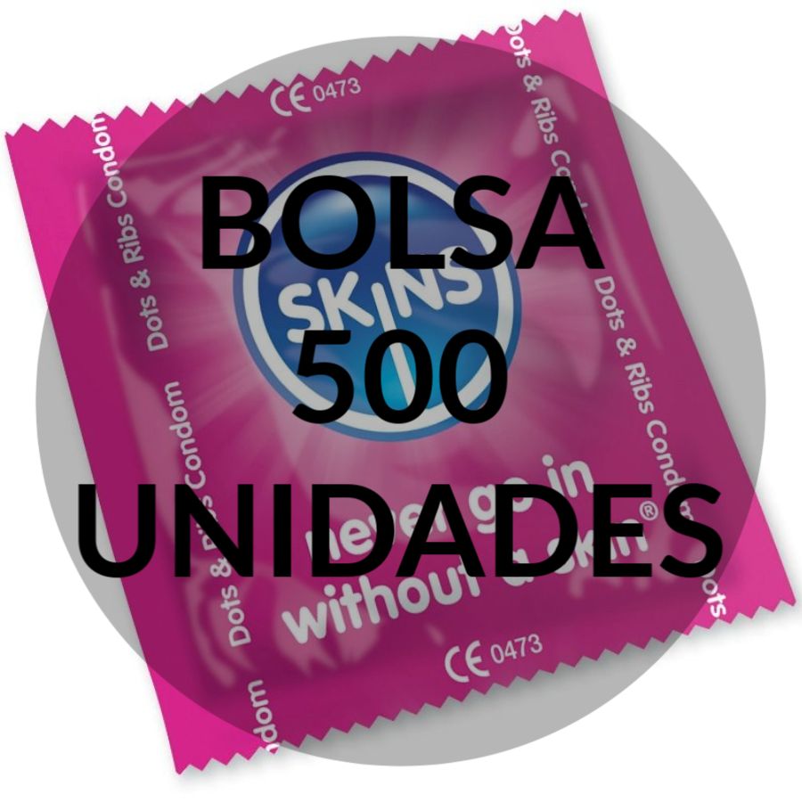 SKINS - PELLI PRESERVATIVI PUNTI E STRISCE BORSA 500 UNITÀ - immagine 2