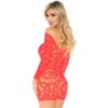 LEG AVENUE - ABITO CORTO A MANICHE LUNGE IN PIZZO ALL'UNCINETTO ROSSO TAGLIA UNICA - immagine 2